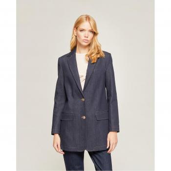 Motivi - Elegante Blazer de mujer over en denim con cuello de solapa y botones decorativos.