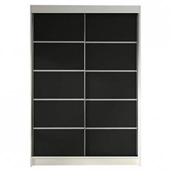 Armario Corredero Atlanta 150 Blanco y Negro, 200x120x58cm, con 5 Estantes