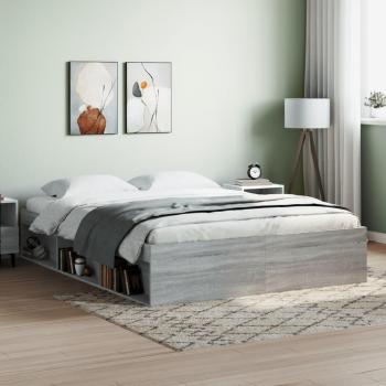 Cama King Size Sonoma Wander Redondo Gris 150x200 cm con estructura de cama gris