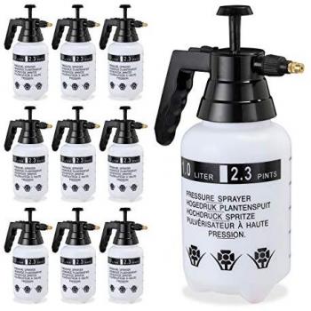 Set de 10 Pulverizadores de Agua a Presión con Boquilla Ajustable para Jardín, 1L, PE-Latón, Negro