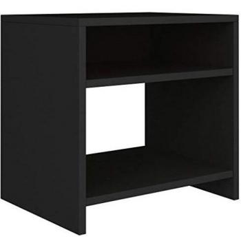 vidaXL Mesilla Noche 2 Estantes Mesita Habitación Mesa Lateral Cama Mueble Auxiliar Dormitorio Compartimento Abierto Hueco Cerrado Aglomerado Negro