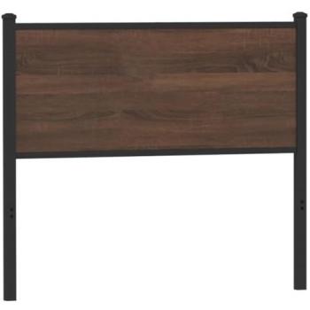 Cabecero de madera de ingeniería y acero marrón roble 107 cm
