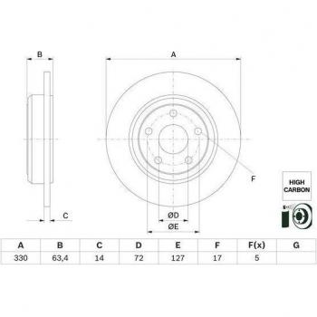 Disco de freno BOSCH 0 986 479 F89, volver, completo, altamente carbonizado, 1 pieza