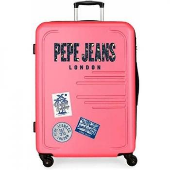 Pepe Jeans Edison Maleta Mediana Rosa 48x69x28 cms Rígida ABS Cierre combinación 80L 3,7Kgs 4 Ruedas Extensible