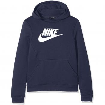 Nike B NSW PO Hoodie Club FLC HBR Sweatshirt, Niños, Obsidian/White, M
