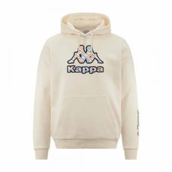 Sudadera Kappa Fetro Hombre Algodón Blanco Whisper con Capucha y Manga Larga