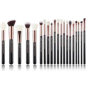 Jessup Juego de brochas de maquillaje profesional, cerdas naturales suaves, base de sombra de ojos, mezcla, colorete y corrector, 20 unidades T165