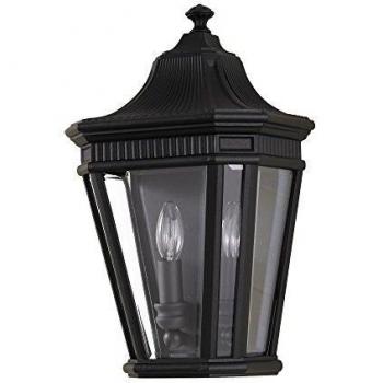 Aplique exterior Cotswold Lane negro semilinterna IP44, 2 luces, E14