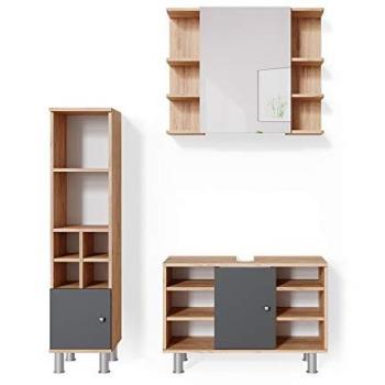 Conjunto de muebles de baño Fynn, Roble dorado, 3 piezas