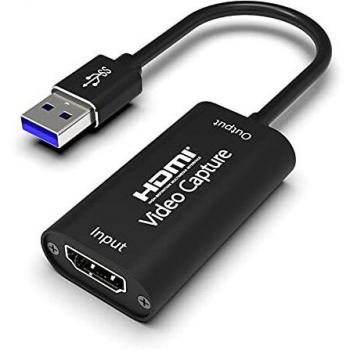Salley Capturadora de Video HDMI, 4K HDMI a USB 3.0 Convertidor Video, Audio Capture Record a DSLR Action Cam, HDMI Vídeo Game Capture 1080P 60FPS para Edite Video/Juego/Transmisión/Enseñanza en línea