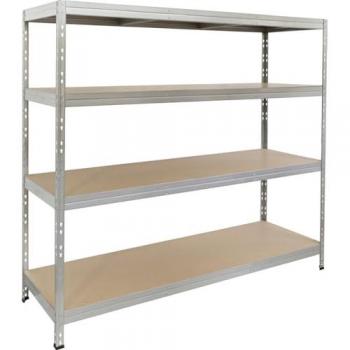 Estantería Metálica Modular XXL 180 x 180 x 60 cm Carga Pesada 1600 kg con 4 Estantes de Madera