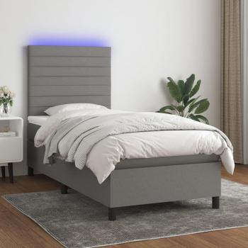 Colchón cama suave con tela LED gris oscuro 90x190 cm, tipo box spring
