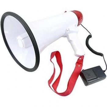 BeMatik - Megáfono de 20W con grabación 10s y sirena Altavoz portátil de 200x320 mm