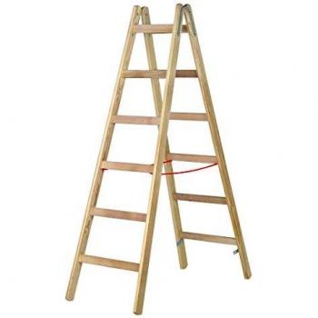 Escalera de tijera de madera Hymer, doble cara, 2x6 peldaños