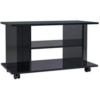 vidaXL Mueble TV con Ruedas Aglomerado Negro Brillante 80x40x40cm Mobiliario Accesorios Centro Entretenimiento y Multimedia Diseño Moderno Práctico