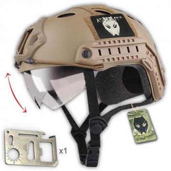 Casco táctico estilo militar, SWAT, de combate, rescatista, para airsoft o paintball, con gafas, para combate en espacios cerrados