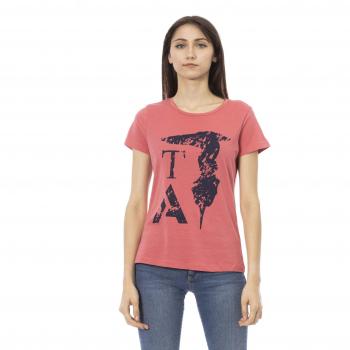 Trussardi Action Pink Cotton Short Sleeve T-Shirt with Front Print - Size S