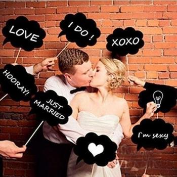 VKTECH® 10 Piezas de Tablero Pizarra Negro con Palo DIY Para Hacer Fotos Accesorios de Fiesta de Boda