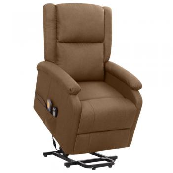 Sillón de masaje reclinable elevable de tela marrón