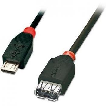 Lindy 31935 - Cable USB 0,5 m USB 2.0 Micro-USB B a USB A (Negro/Rojo)