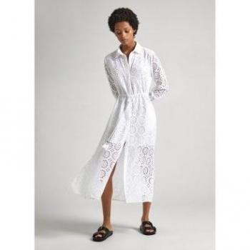 Vestido blanco Pepe Jeans Ethel con detalles calados