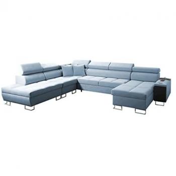 Sofá Rinconero Sarasota 135 con Función de Descanso, Caja de Ropa de Cama, Dimensiones 360x298x84cm, Color Azul