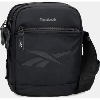 Reebok - Bandolera pequeña negra con bolsillo frontal, logo y dos compartimentos