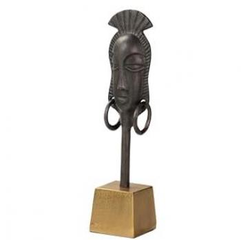 Figura Decorativa de Aluminio Negro y Dorado - 11x10x46 cm, Estilo Elegante