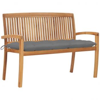 Stackable Garden Bench with Cushion 128.5 cm Solid Teak Wood