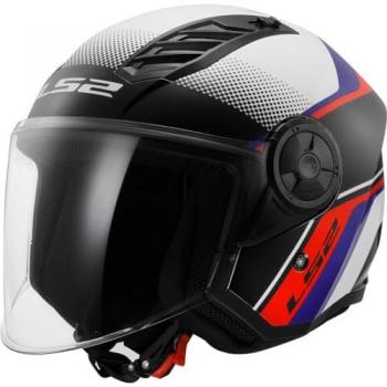 Casco Jet LS2 OF616 Airflow II Rush Blanco-Azul-Rojo L