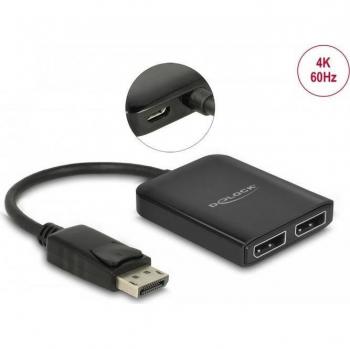Divisor DisplayPort 1.4 DeLOCK 87768 - 1x DisplayPort a 2x DisplayPort MST, Adaptador de Video y Audio
