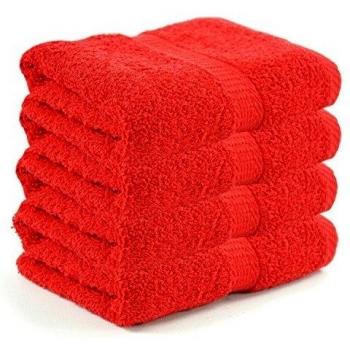 Set de 4 comodísimas toallas de baño - 100% algodón - 500 g/m² - 50 x 90 cm - Color: Rojo