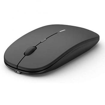 RatóN Inalambrico para Portatil,ErgonóMico Y Silencioso,RatóN Recargable,USB 2.4 G con Nano Receptor,800/1200/1600 3 Niveles Ajustables dpi RatóN InaláMbrico para Computadora Mac Laptop-Negro