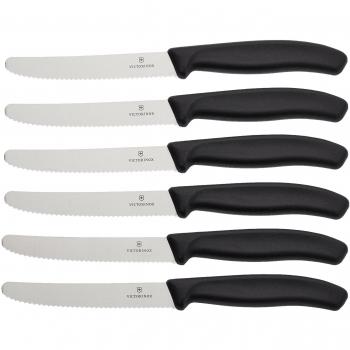 Victorinox Cuchillo con hoja de 11 cm, paquete de 6 piezas, Negro, Medium