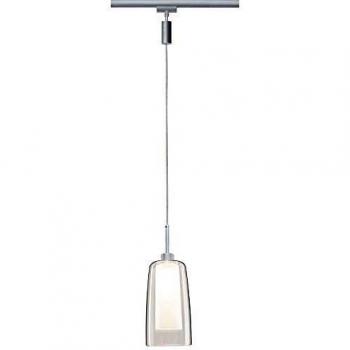 Lámpara Colgante LED URail Arido II, GU10, 5W, 560 lm, 2700K, Cromo Mate con Vidrio Claro y Satinado