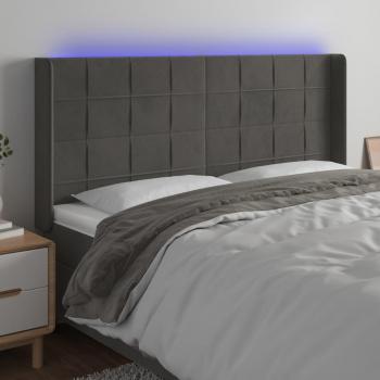 Cabecero LED de Terciopelo Gris Oscuro 183x16x118/128 cm con Iluminación Integrada