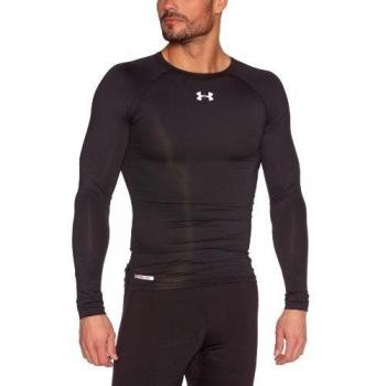 Under Armour Sonic Compression - Camisa de compresión, de manga larga para hombre, tamaño XXL, color negro/ blanco