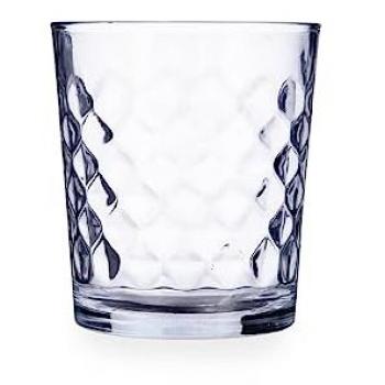 Quid Diamond Urban Vaso Bajo de Vidrio 36CL Transparente con Relieve, Fácil de Limpiar, Ecológico, Material 100% Saludable, 100% Higiénico, No Poroso, Larga Duración