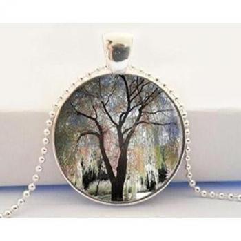 Weeping willow tree Collar, Árbol, Jewelry - Collar de cabujón de fotos