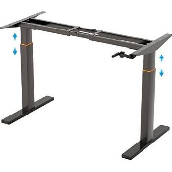 FLEXISPOT H2B Marco de Escritorio de pie con manivela, Altura Ajustable, Escritorio de pie de Acero sólido, se Adapta a Todos los tableros de Mesa comunes, la manivela no va Fija se Puede Sacar.