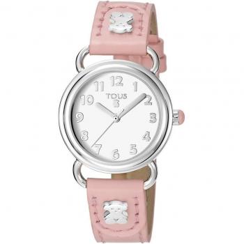 Reloj TOUS Baby Bear Rosa con Caja de Acero Inoxidable, Pulsera de Piel y Resistencia al Agua 30m