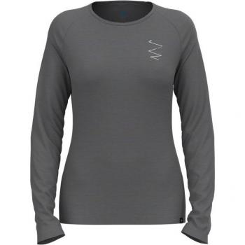 Odlo Camiseta de Manga Larga Ascent Merino 200 para Mujer, Gris, Extra-Large, diseño de Pistas, ideal para Senderismo