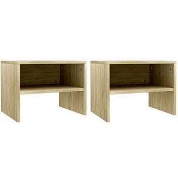 vidaXL 2X Mesillas Noche Pequeñas Estante Mesita Habitación Mesa Lado Cama Mueble Auxiliar Cuarto Compartimento Cerrado Aglomerado Color Roble Sonoma