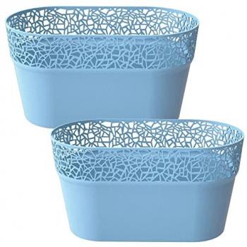 Maceta rectangular de plástico WELLHOME Tree gris hielo 27,5x14,5x14,8 cm (2 unidades)