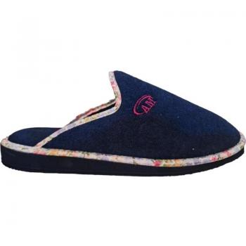 Zapatilla de casa Amoros Ecoro destalonada con bordado elegante GALIANA ECORO AZUL