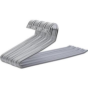 SONGMICS Set de 20 Perchas de Metal, Perchas Multifuncionales con Recubrimiento Antideslizante, Ahorro de Espacio, 38 cm de Longitud, Gris CRI04G-20