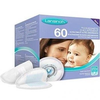 Lansinoh Discos Absorbentes de Lactancia Desechables Blue Lock, 60 unidades, Blanco