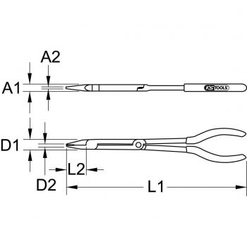 Alicate de corte diagonal de doble articulación KS TOOLS 500.7201, XL, 290 mm