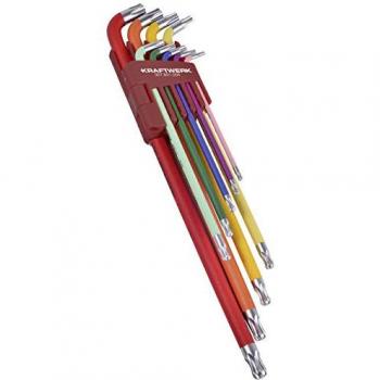 Juego de Llaves Hexagonales en L Extralargas TORX con Bola T10-T50, 9 Pzas