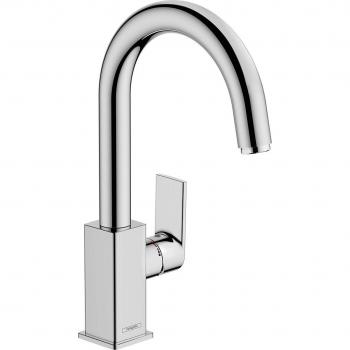 Grifo monomando para lavabo giratorio Vernis Shape 200 de Hansgrohe, cromado, con desagüe extraíble y desagüe sintético